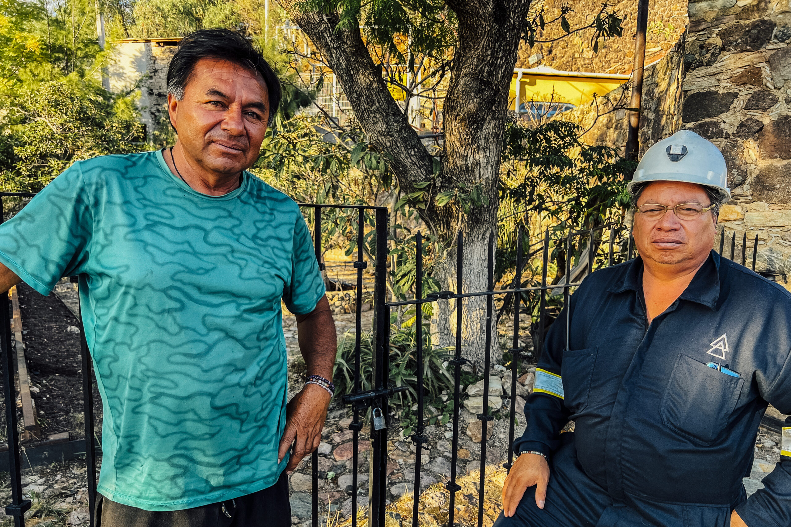 Felipe Rivera (l) and Miguel Villegas (r), were interviewed in Guanajuato, México by Bruce Hobson, a resident of Guanajuato, for their first-hand experience of mining life.