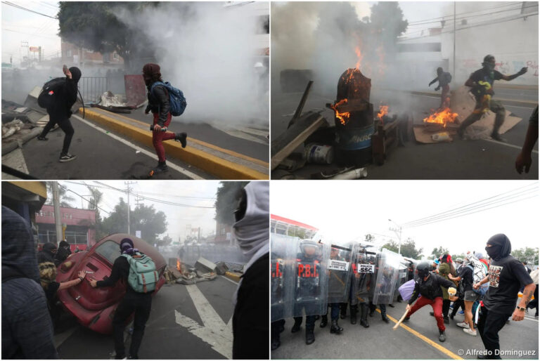 Hundreds of the ‘Black Bloc’ Clash with Police and Vandalize at the Azteca