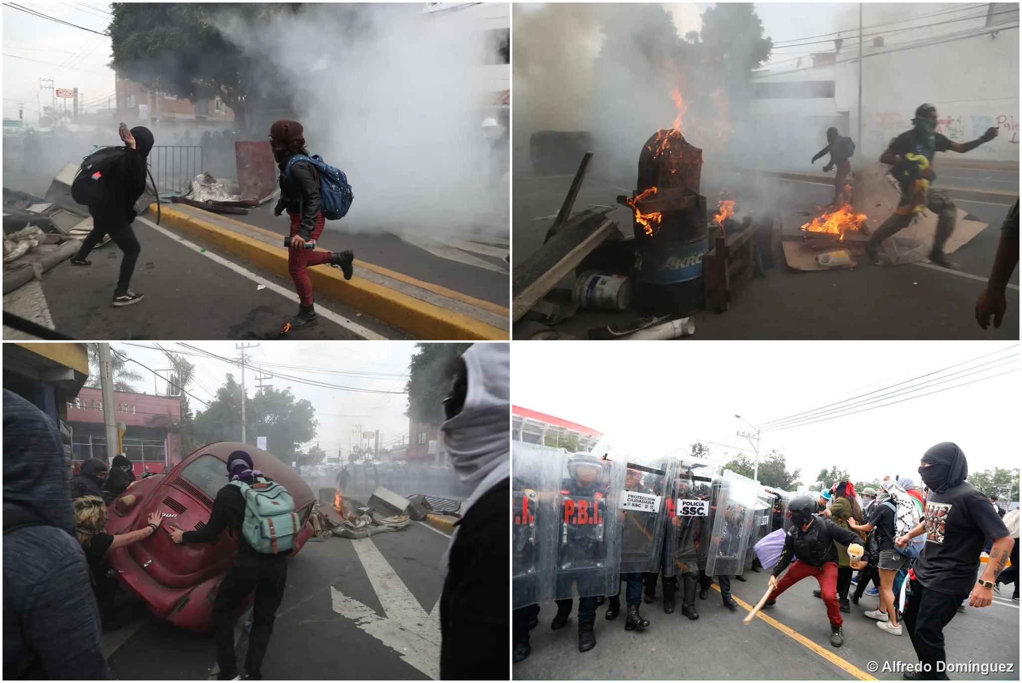 Hundreds of the ‘Black Bloc’ Clash with Police and Vandalize at the Azteca