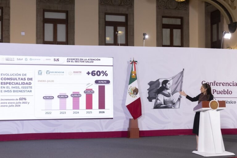 President Claudia Sheinbaum presents public health data at the morning press conference