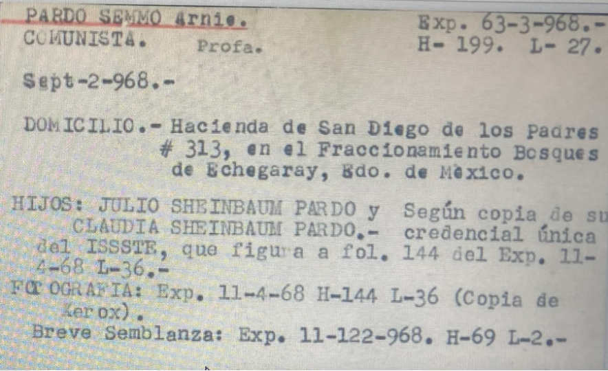 Excerpt from a DFS surveillance file held at Mexico's National Archive