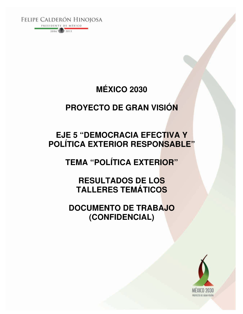 Page from Felipe Calderón's “Mexico 2030, Grand Vision Project” document