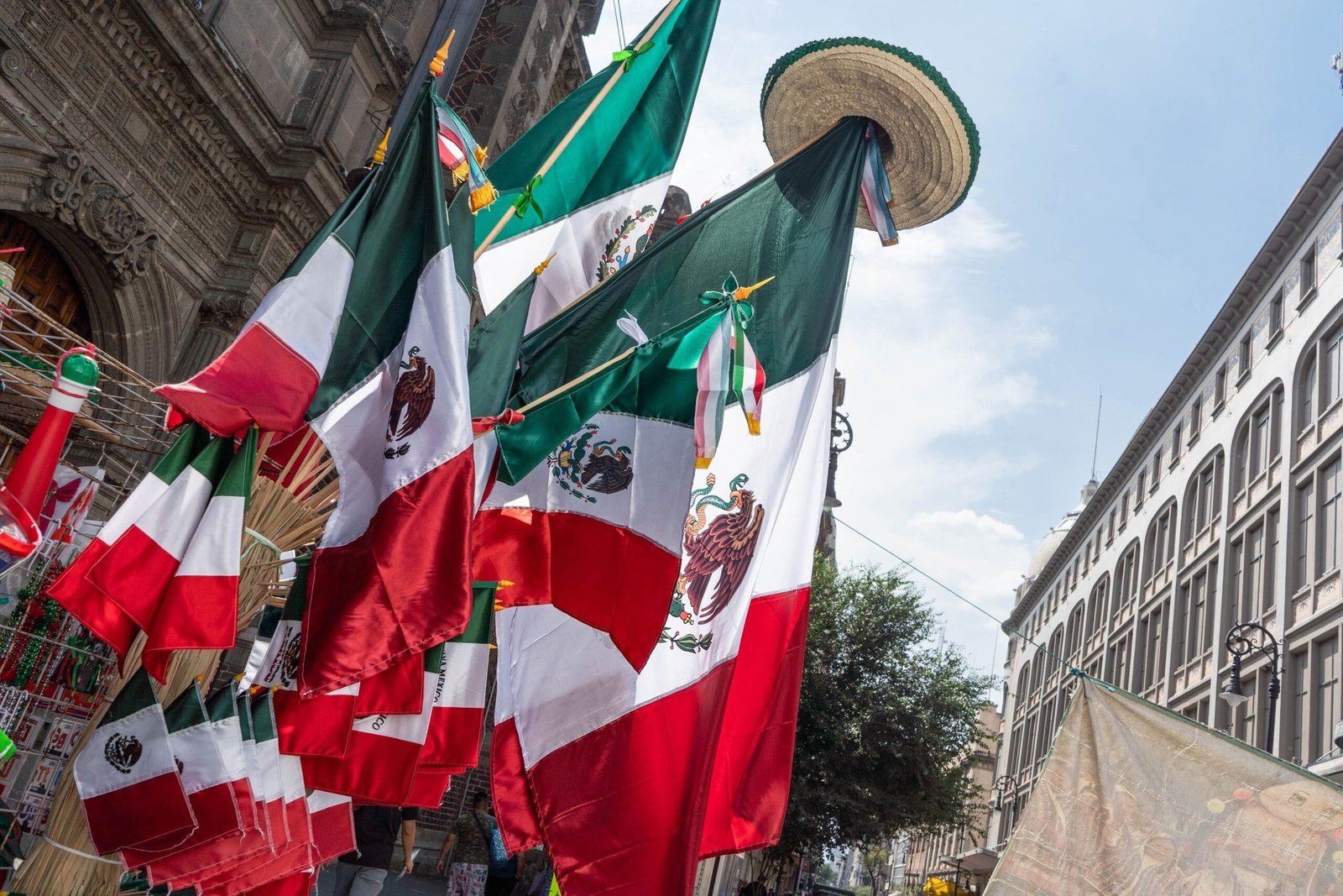 Mexican flags for sale ahead of the Independence celebrations