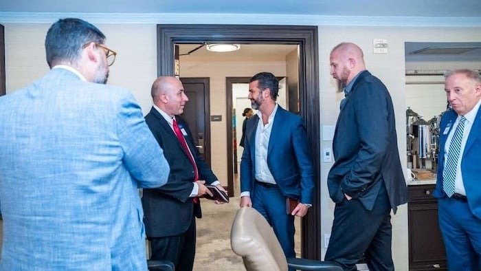 Fernando Cerimedo, Donald Trump Jr., Brad Parscale and Dick Morris meeting
