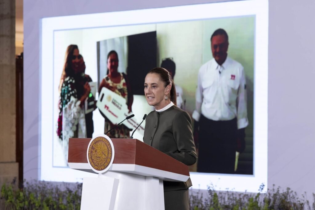 President Claudia Sheinbaum at the morning press conference at the National Palace, October 14, 2026